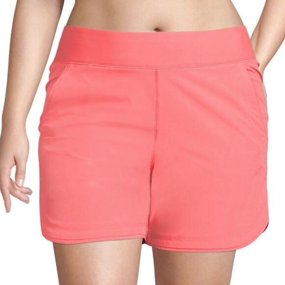 Lands' End Chlorine Resistant High Neck Zip Front Racerback Tankini Short Set - Picture 2 of 8